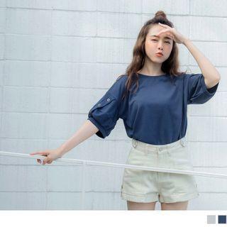 Bubble Short Sleeve Plain Top