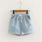 Pencil Embroidered Denim Shorts