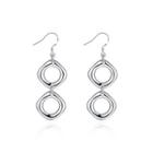Simple And Fashion Double Geometric Diamond Earrings Silver - One Size