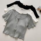 Short-sleeve Round Neck Slim-fit Knit Top