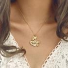 Alloy Leaf Pendant Necklace Gold - One Size