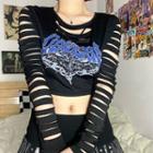Graphic Cut-out Sleeve T-shirt