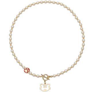 Faux Pearl Tiger Necklace Tiger - Faux Pearl - White - One Size