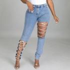 Lace-up Cut-out High-waist Skinny Jeans