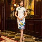 Print Short Sleeve Lace Qipao