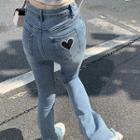 Heart Accent Boot-cut Jeans