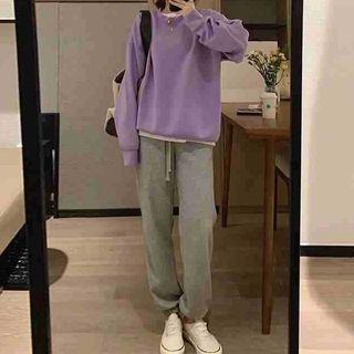 Plain Sweatshirt / Straight-leg Sweatpants