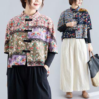Floral Short-sleeve Button Jacket