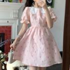 Puff Sleeve Peter Pan Collar Floral Print A-line Dress