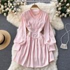 V-neck Halter Cutout Long-sleeve Dress