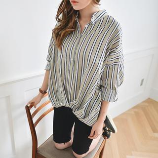 Stripe Half-placket Shirt