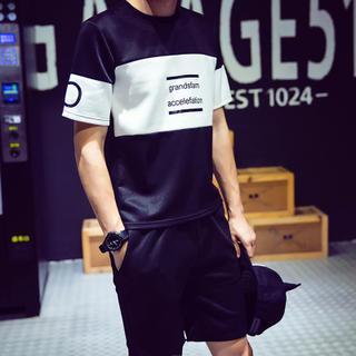 Set: Color Block Lettering T-shirt + Shorts
