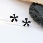 Flower Faux Crystal Sterling Silver Earring 1 Pair - Black - One Size