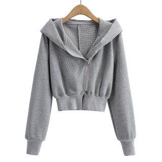 Cropped Asymmetrical Hooded Zip Jacket