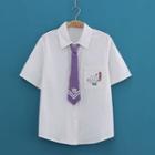 Bear Pocket-front Short-sleeve Shirt With Tie