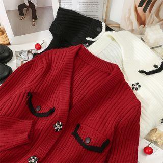 Ribbed-knit Cropped Cardigan