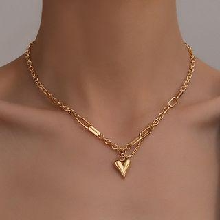 Heart Clavicle Necklace Gold - One Size
