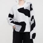 Cow Print Sweater Milk White - One Size