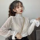 High-neck Long-sleeve Lace Top