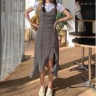 Flower Print Asymmetrical Overall Dress