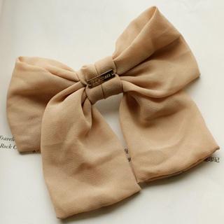 Chiffon Bow Barrette Khaki - One Size