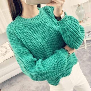 Lantern Sleeve Chunky Knit Sweater