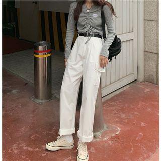 Wide-leg Pants / Drawstring Knit Top