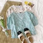 Short-sleeve Floral V-neck Top