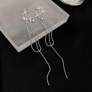 Rhinestone Star Chain Drop Earring Silver Earring - Silver - One Size