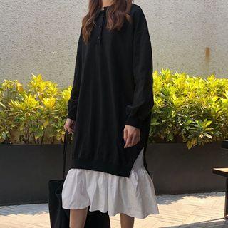 Long-sleeve Mock Two-piece Polo Dress