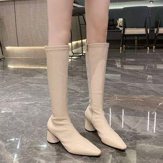 Faux Leather Round Heel Tall Boots