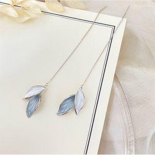 Leaf Glaze Alloy Dangle Earring 1 Pair - White & Blue - One Size