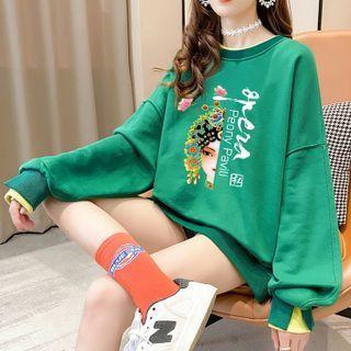 Long-sleeve Chinese Style Print Sweatshirt