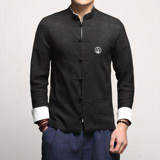 Stand Collar Frog-button Top