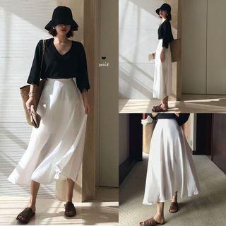 Short Sleeve Plain Tee / Maxi Skirt