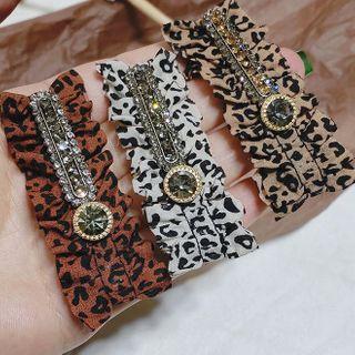 Rhinestone Leopard Print Fabric Hair Clip