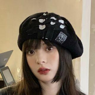 Applique Beret Black - M
