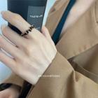 Rhinestone Alloy Open Ring E599 - Black - One Size