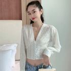 Cropped Lace Top White - One Size