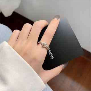 Heart Belt Alloy Open Ring Silver - One Size