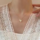 Heart Shell Rhinestone Pendant Alloy Necklace Gold & Silver & White - One Size