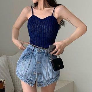 Shirred Denim Skort