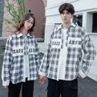Couple Matching Plaid Shirt / Lettering T-shirt / Straight-cut Cargo Pants