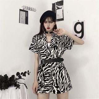 Zebra Print Short-sleeve Shirt