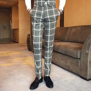 Plaid Cropped Dress Pants