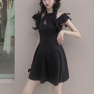 Short-sleeve Cutout Mini A-line Dress