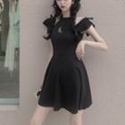 Short-sleeve Cutout Mini A-line Dress