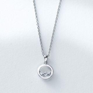 925 Sterling Silver Rhinestone Pendant Necklace 925 Sterling Silver - With Necklace - Rhinestone Pendant - One Size