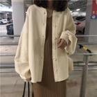 Plain Button Jacket / Sleeveless Midi Knit Dress