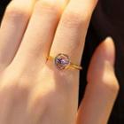 Sterling Silver Gemstone Ring Gold & Purple - One Size